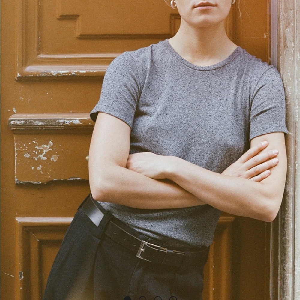 Ozma Classic Gray / Charcoal Short-Sleeve Silk Noil Tee Top